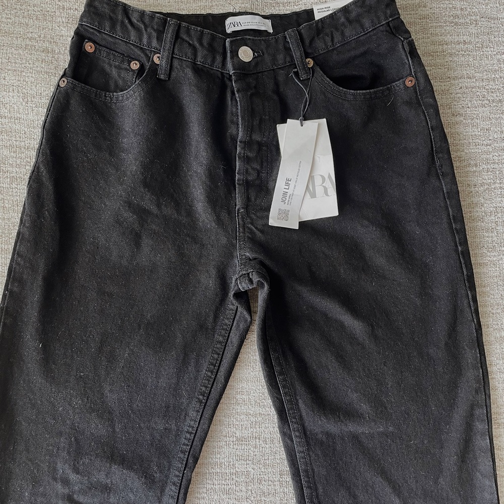 Zara Straight Leg High Rise Jeans